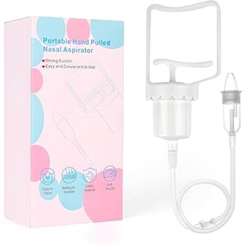 Baby Nasal Aspirator, Powerful Hand Pump Baby Nose Sucker, Nasal Aspirator for Baby with Soft Silicone Nose Tip for Fast and Effective Relief of Nasal Congestion in Infant.
