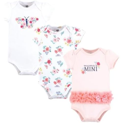 Hudson Baby Baby Girls Cotton Bodysuits 3-pack