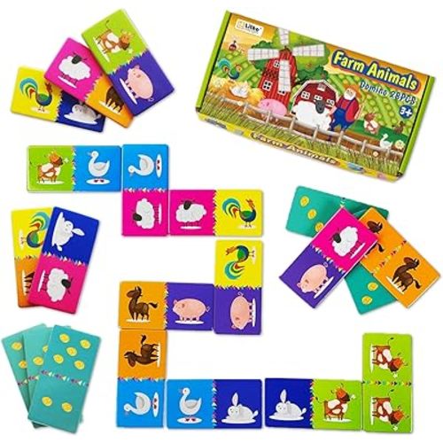 Double-Side Dominoes Games,Animal Dominoes for Kids Ages 4-8,Super Fun Family Game,Make A Great Gift for Preschool,Educational Toys for 3+ Year Old