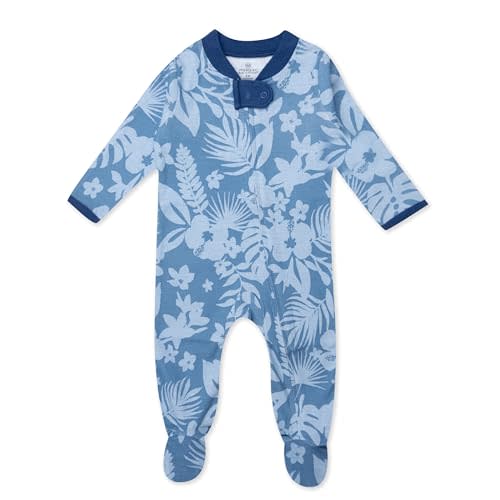 HonestBaby Sleep & Play Footed One-piece Pajama Sleeper 100% Organic Cotton, Baby Boys
