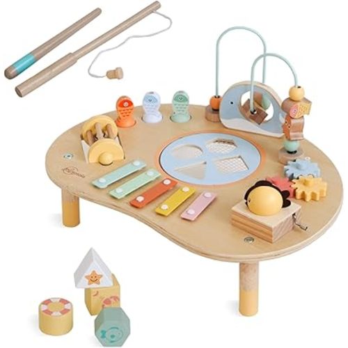 Sosola 1 Year Old boy and Girl Toys are Wooden Multifunctional Children's Game Table Montessori Toys for 1 Year Old and 7-in-1 Baby Equipment Games A Gift for Boys Aged 1-3.