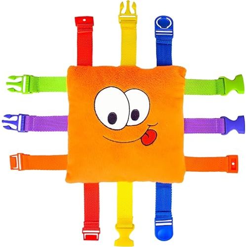 Buckle Toys - Bizzy Square - Learning Activity Game - Develop Motor Skills and Problem Solving - Occupational Therapy Toddler Travel Toy