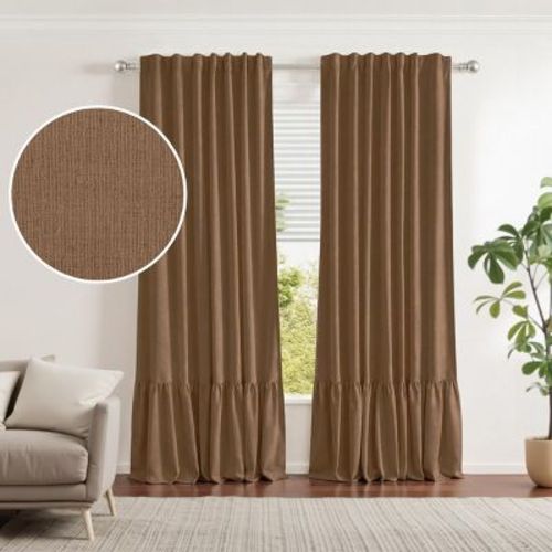 Awesome Home 100% Blackout Recycled Cotton Ruffle Curtains