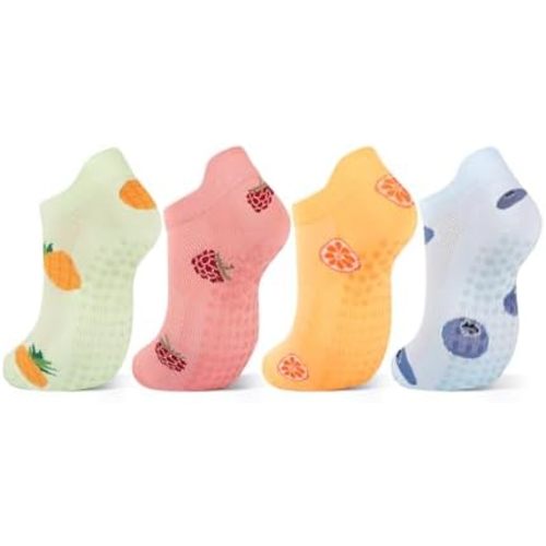 Breslatte Pilates Grip Socks Cotton Ankle Mesh Non Slip Yoga Socks with Grips for Women Men for Barre Workout Gifts