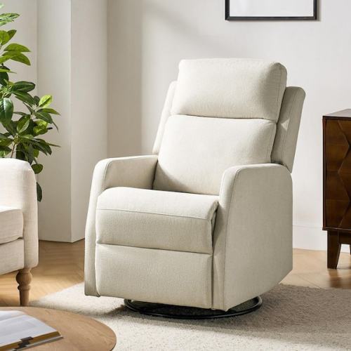 Luis Beige Traditional Swivel Rocker Manual Recliner