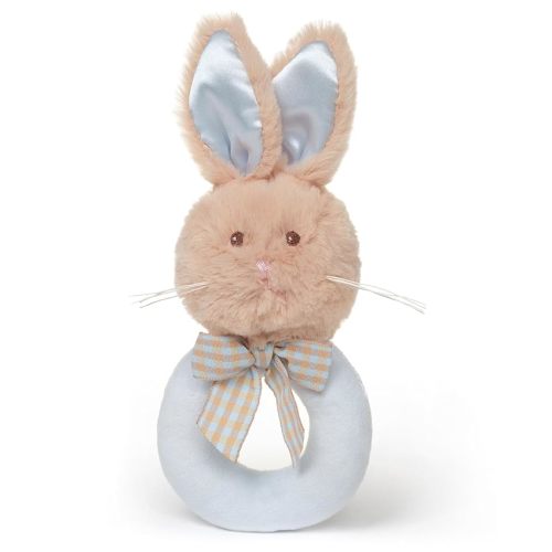 Bearington Collection Baby Lil' Bunny, 5.5 in Plush Bunny Rabbit Stuffed Animal, Soft Baby Rattles and Plush Rings Gift - Newborn Toy