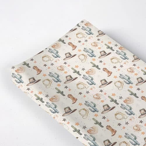 Western Theme Baby Changing Pad Cover,Unisex West Cactus Hats Stars Nursery Diaper Changing Table Pad Mat Sheet for Boys Girls-16x32