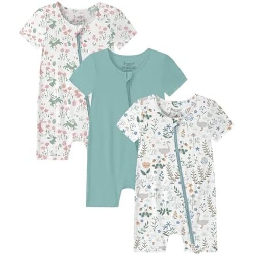 Jimonda Unisex Bamboo Baby Short Romper 3-Pack