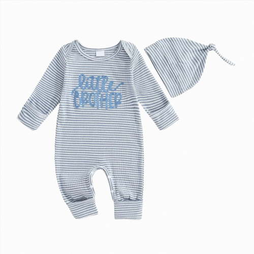 mgoYE Newborn Baby Boy Clothes Little Brother Romper Jumpsuits One Piece Infant Coming Home Outfit 2Pcs Clothing Set(Blue,0-3 Months)