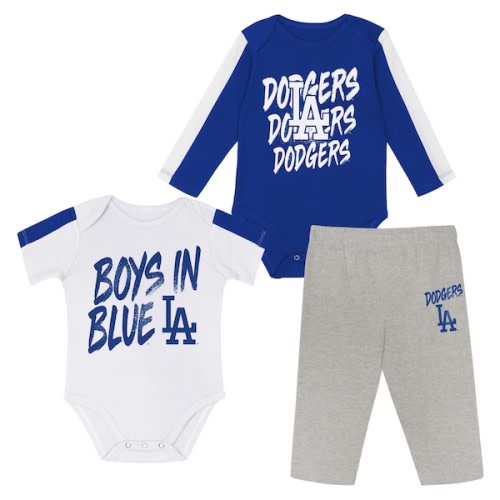 Newborn Los Angeles Dodgers Outerstuff Double Down Bodysuit and Pants 3-Piece Set