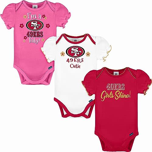 Gerber Baby Girls' NFL Team 3 Pack Short Sleeve Onesie Bodysuit