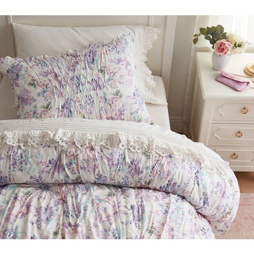 LoveShackFancy Lavender Damask Floral Comforter & Shams