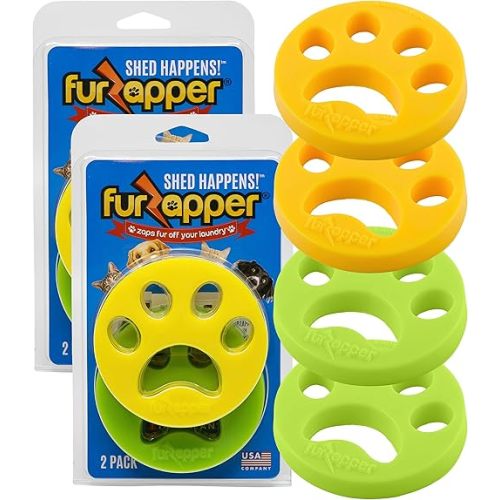 FURZAPPER Pet Hair Remover for Laundry, 4 Count - Reusable Dog & Cat Hair Remover Tool As Seen on Shark Tank - Removes Pet Fur, Hair, Lint, Dander from Clothes & Laundry - One FurZapper Per Pet