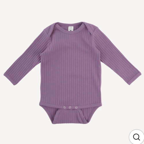 long sleeve lap neck bodysuit | grape gloss | organic cotton wide rib