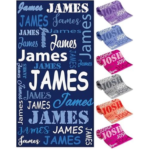 Personalized Beach Towel for Kids Custom Beach Towels with Names & Monogram Microfiber Sand Free Towels Customized Stocking Stuffers Easter Gifts for Teen Boys Girls