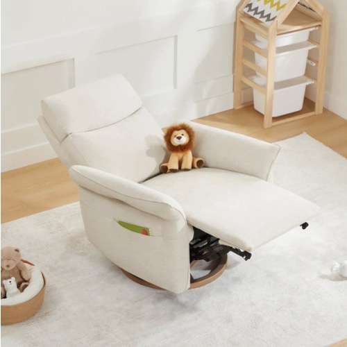 Vinca Power Swivel Nursery Glider Recliner with Power Lumbar & Headrest