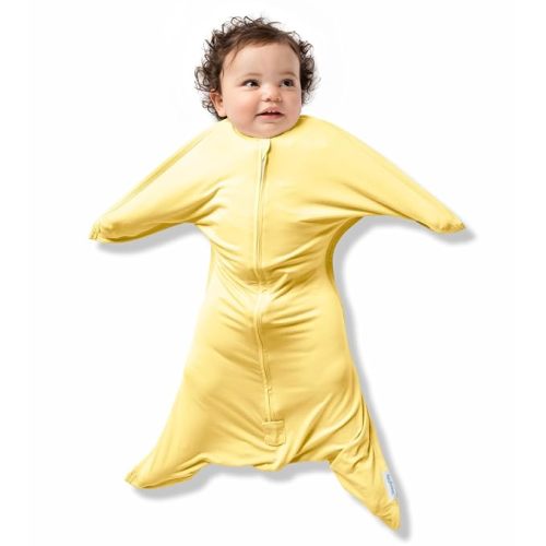 Zipadee-Zip Transition Swaddle - EverSoft Starfish Design Breathable Wearable Blanket with Two-Way Zipper, Small (4-8 months), Sunshine