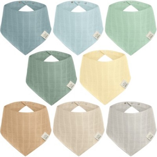8pk Lumi Muslin Baby Bibs, Bandana Bibs for Baby Boy, Baby Girl, Muslin Drool Bib for Newborn, Toddler, Color: Mirage