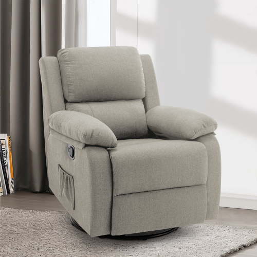 KORSER, Small Recliner Chair, Beige Linen, 35"D x 37.8"H x 28.7"W