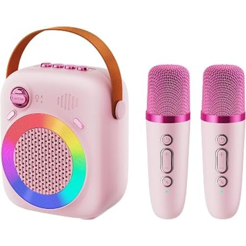 Kids Karaoke Machine Ages 3-12, Bluetooth 5.3 Speaker with 2 Wireless Mics