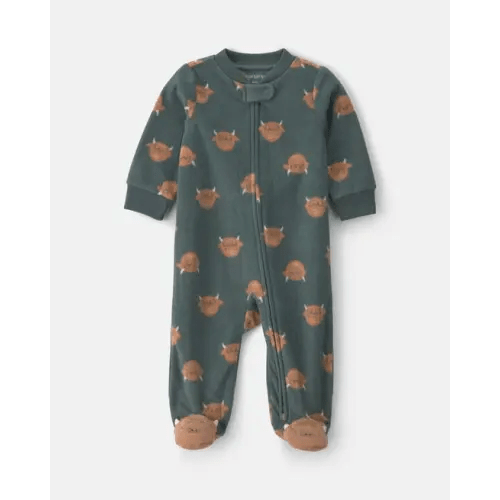 Baby Boy Farm Fleece 2-Way Zip Sleep & Play Pajamas - Green | Carter's