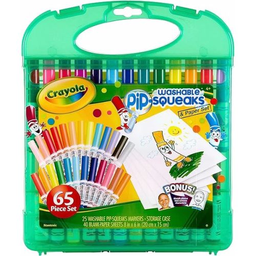 Crayola Pip-Squeaks Washable Marker Set (65ct), Holiday & Christmas Gifts for Kids, Coloring Set, Art Supplies for Kids, Drawing & Craft Kit, Travel Activity, 4+