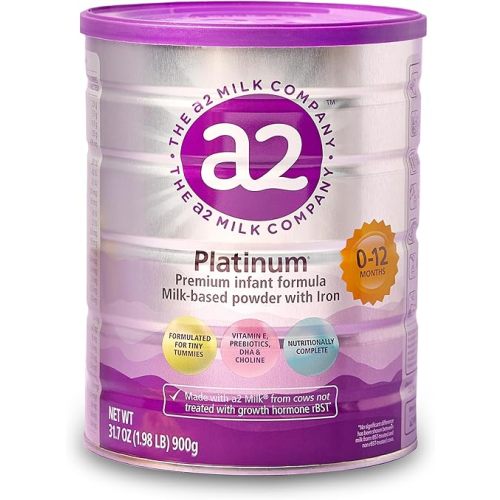 a2 Platinum® Premium Infant Formula for Babies Ages 0-12 Months, Whole Milk Powder-Based Formula with Iron, Nutritionally Complete, Made with Pure and Natural a2 Milk®, 31.7- oz Can