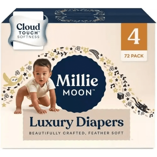 Millie Moon Diapers Sizes 1-6 Luxury Diapers COUCHES DE Luxe (Choose Size) (Size 4-72 Diapers (22lbs-33lbs))