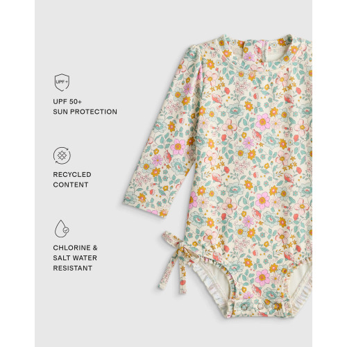 Long Sleeve Tie One-Piece Swimsuit - Baby in Soft Ditsy Floral