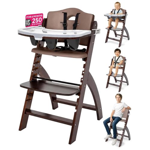 Beyond Junior Y High Chair - Mahogany Wood - Soft Mocha