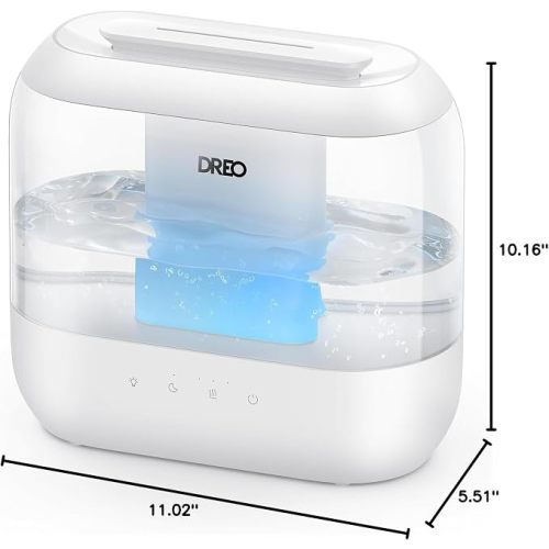 DREO 4L Humidifiers for Bedroom, 36H Runtime, 28 dB Quiet, HM311 | Easy to Refill & Clean, BPA-Free, Nightlight, Supersized Air Humidifiers for Large Room, Baby Nurseries, Plants, Indoor