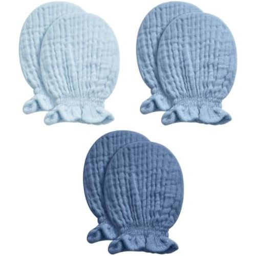 Pro Goleem Muslin Baby Mittens for Newborn, 100% Cotton No Scratch Soft Breathable Gloves for Boys and Girls 0-6 months