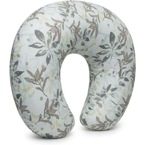 Nursing Pillow and Body Positioner for Breast Feeding and Bottle Feeding, Ultra Soft Breastfeeding Pillows with Removable Pillow Cover (Grey-Green Leaf)
