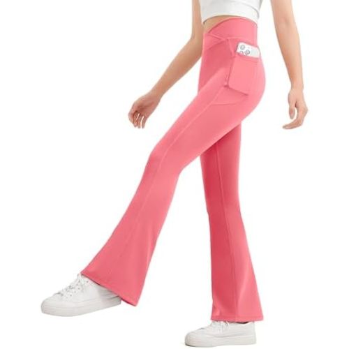 JOCMIC Girls Flare Leggings Kids Bell Bottom High Waisted Dance Yoga Flared Pants