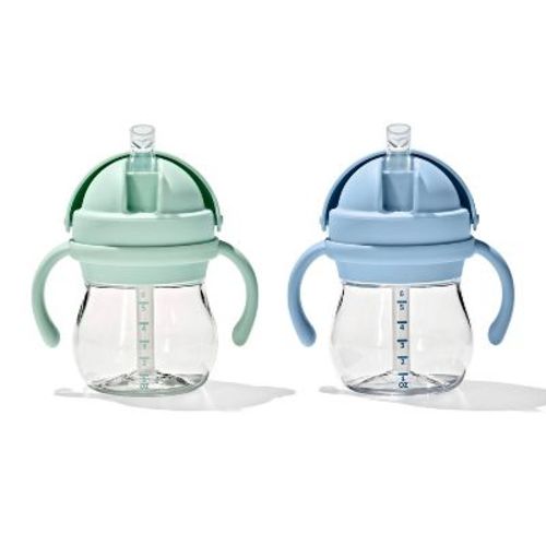 OXO Tot 6oz Plastic Transitions Straw Tumbler Cups with Removable Handles - 2pk - Opal and Dusk
