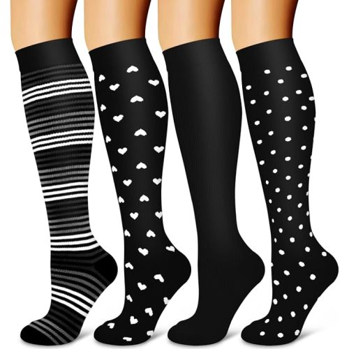 4 Pairs-Compression Socks for Women&Men Circulation-Best Support for Nurses,Running,Athletic