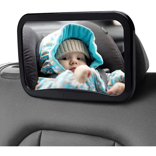 Amazon Basics Baby Car Seat Safety Mirror for Rear Facing Infant with Shatterproof Adjustable View