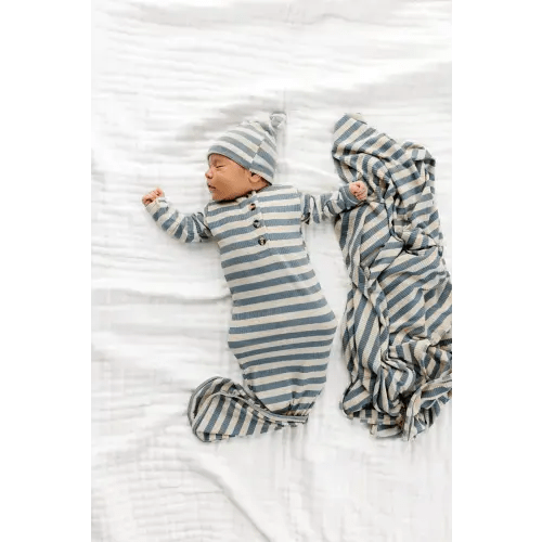 Lincoln Ribbed Knotted Gown- newborn