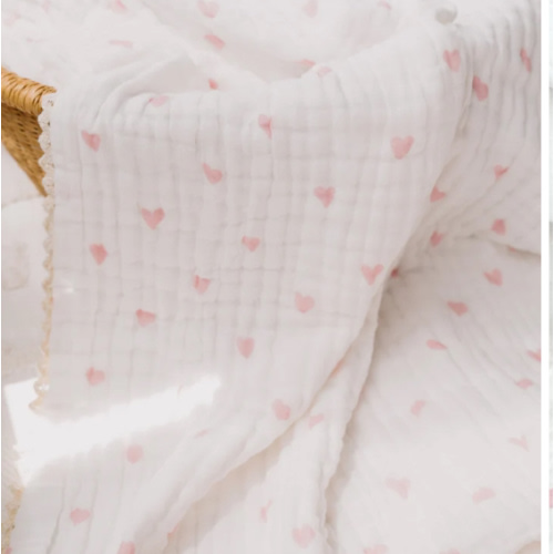 Gauze Lace Blanket | Pink Hearts – Little and Fern
