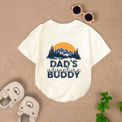 Dad's Adventure Buddy Baby Romper Short Sleeves, Daddy And Baby Bodysuit, Outdoor Hiking Romper, Gift For New Dad