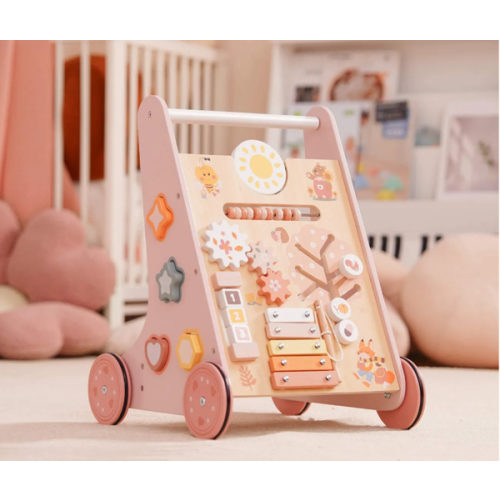 ROBUD Wooden Pink Baby Push Walker