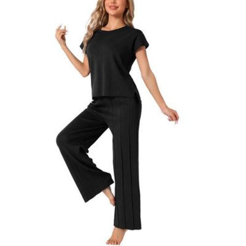 INSPIRE CHIC Women's Knit Matching Sweatsuits Tops and Wide Leg Pants 2 Piece Outfits Sets