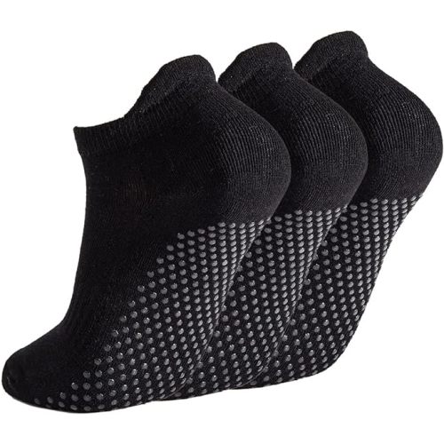 Grip Socks for Women Pilates Non Slip Socks Womens Pilates Socks with Grips for Women Grippers Socks No Slip Socks Women - One Size - 3p3 3black