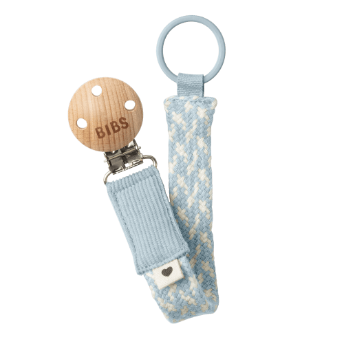 Braided Pacifier Clip Baby Blue & Ivory | bibsworld.com – Bibsworld store US