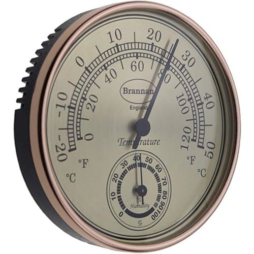 Thermometer Hygrometer with Gold Dial Garden Greenhouse Office Temperature Humidity