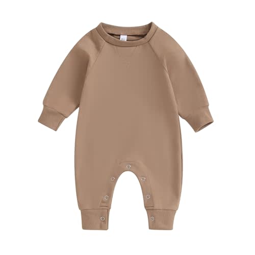 Newborn Infant Baby Boy Girl Clothes Solid Color Long Sleeve Romper Jumpsuit One Piece Bodysuit Fall Winter Outfit