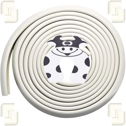 Baby Proofing Edge and Corner Guards, (20ft Edge + 8 Corners) Safety Furniture Bumper, Baby Corner Protector for Fireplace, Table, Stair, Cabinet, 3M Adhesive, White