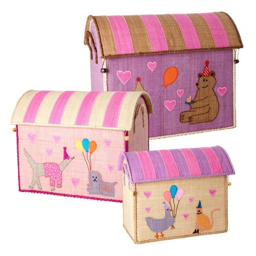 Storage Basket 3 Pieces, Party Animal Pink from RICE | RoyalDesign