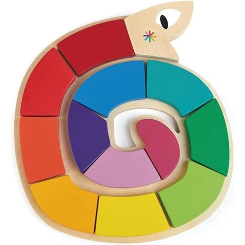 Tender Leaf Toys - Colour Me Happy - 13 Pieces Educational Colour Sorting Wooden Puzzle Toy with 3 Dimensional Shapes Underneath - Early Learning and Preschool Teaching Materials for Children 2+