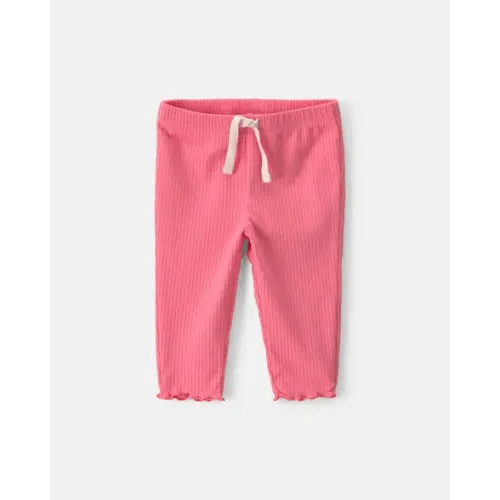 Baby Girl Pull-On Ribbed Leggings - Coral | Carter's